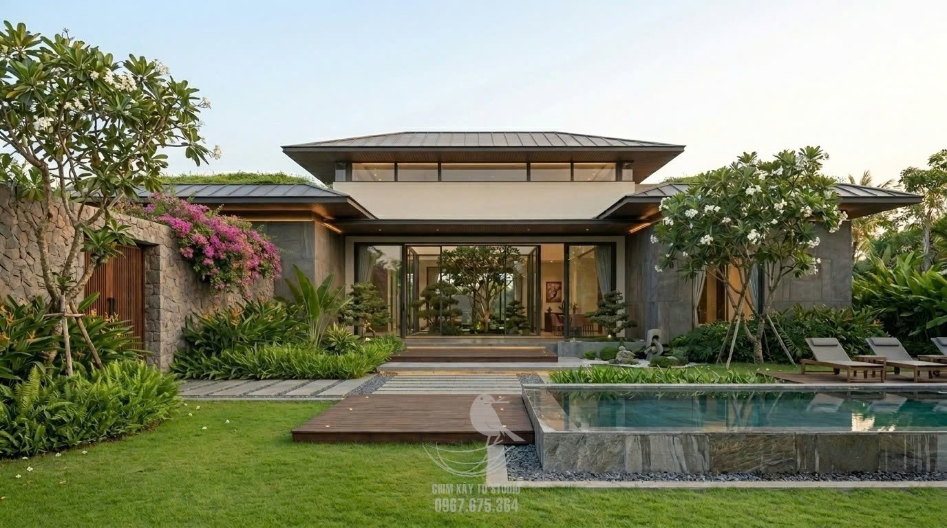 Villa sân vườn nhiệt đới tại Chư Prông, Gia Lai - Chim Xây Tổ Studio