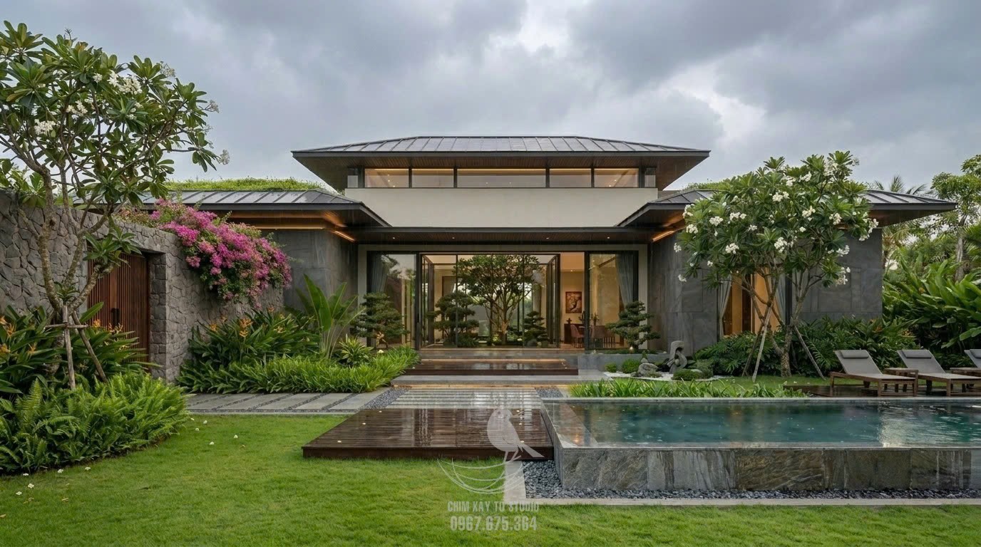 Villa sân vườn nhiệt đới tại Chư Prông, Gia Lai - Chim Xây Tổ Studio